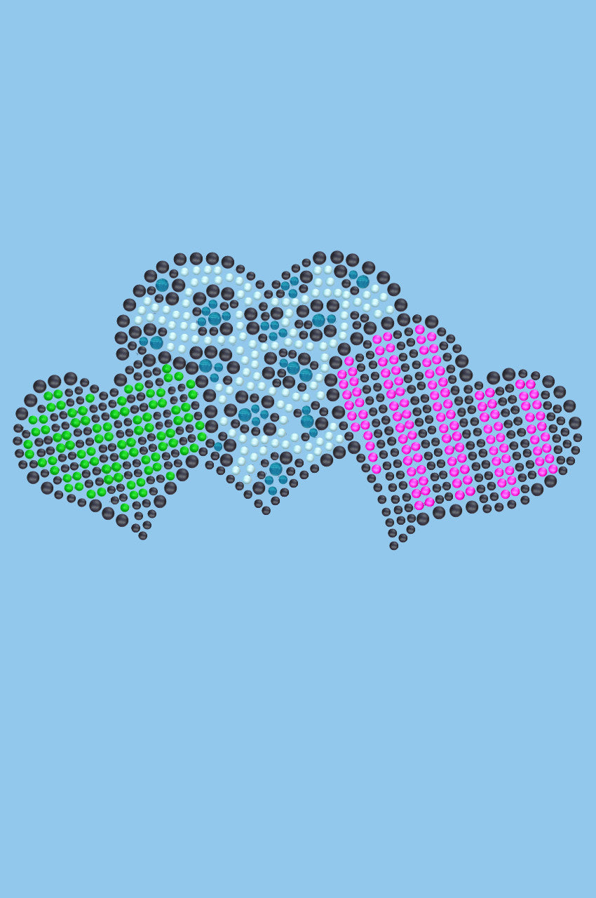 Leopard, Checks, & Stripes Multicolor Hearts - Women's T-shirt