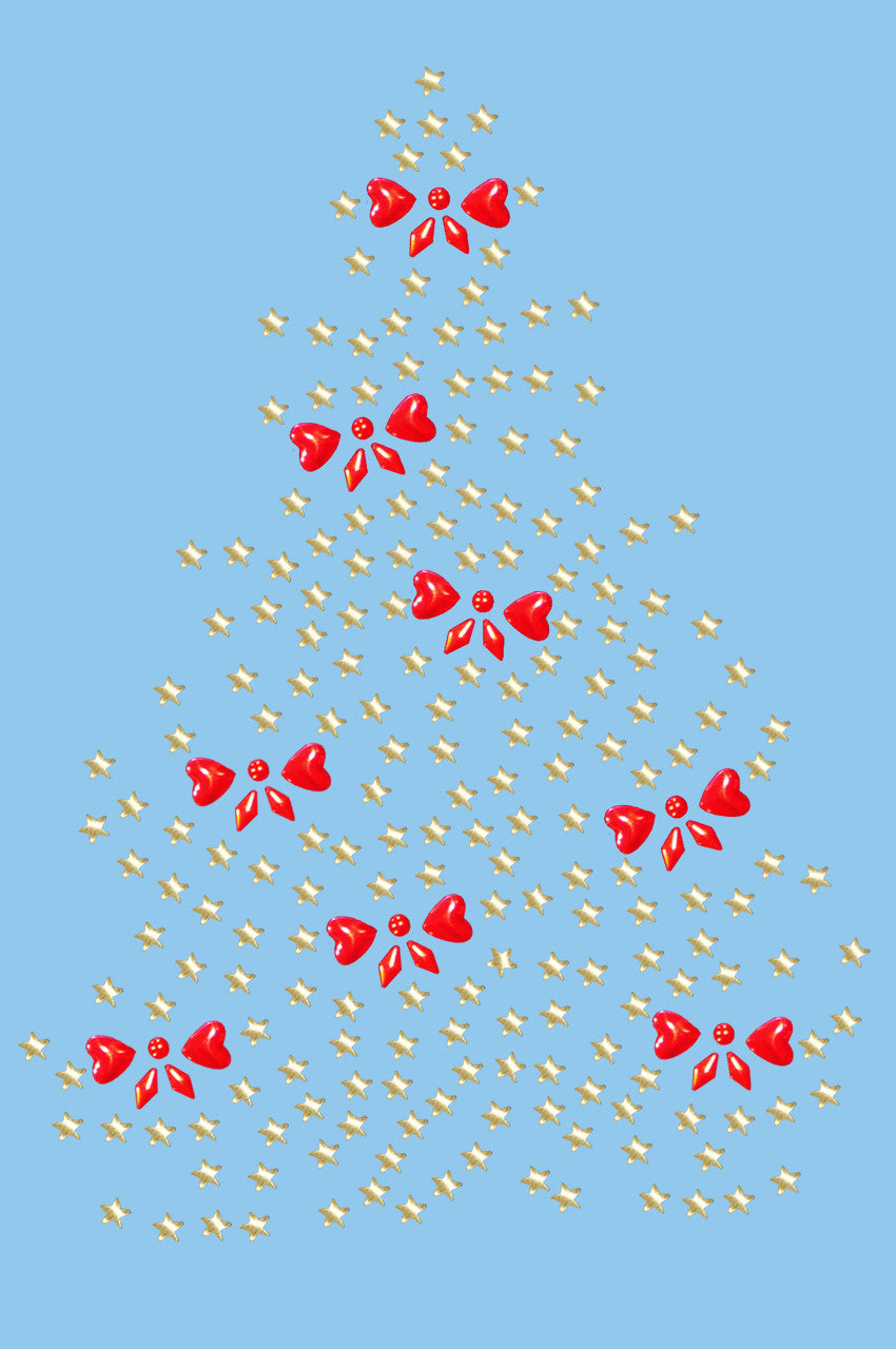 Gold Christmas Tree with Red Bows - Womens T-shirt