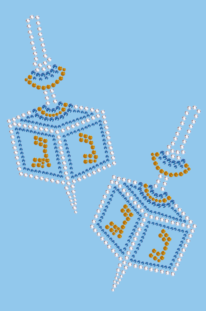 Dreidel - Large (Blue, Silver, & Gold) - Womens T-shirt