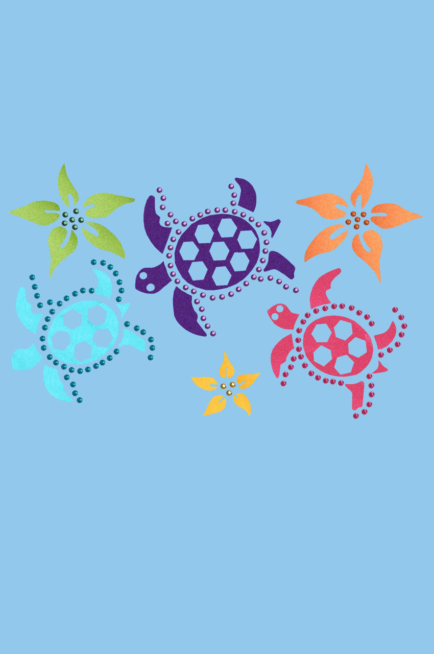 Satin Sea Turtles with Flowers - Bandanna