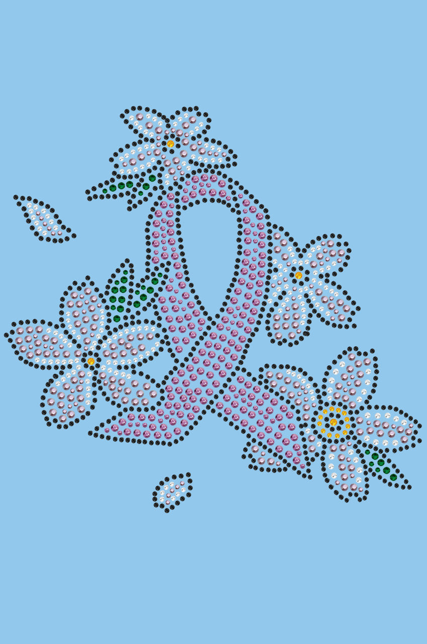 Pink Ribbon with Flowers - Bandanna