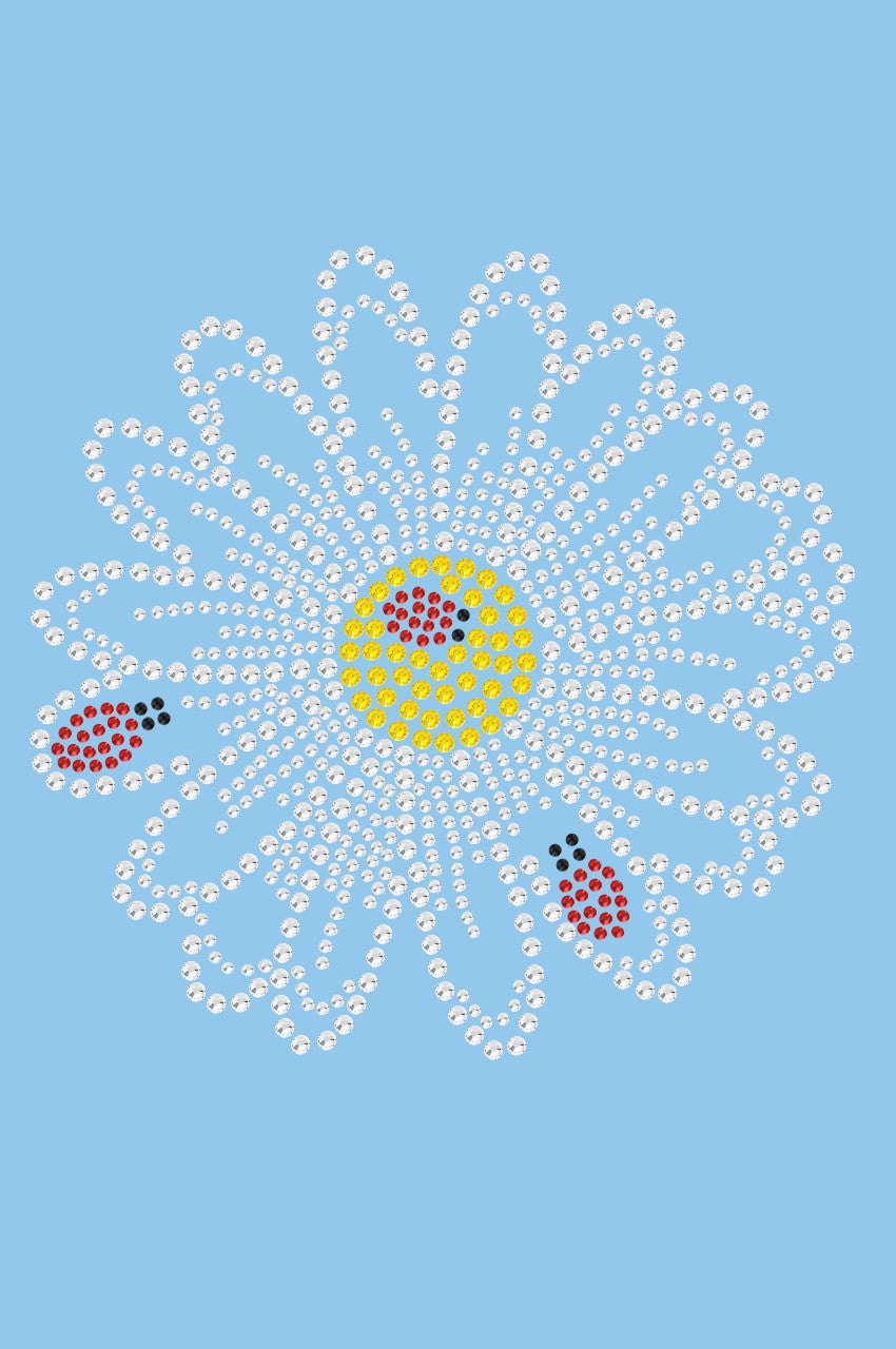 Large Daisy with Lady Bugs - Womens T-shirt