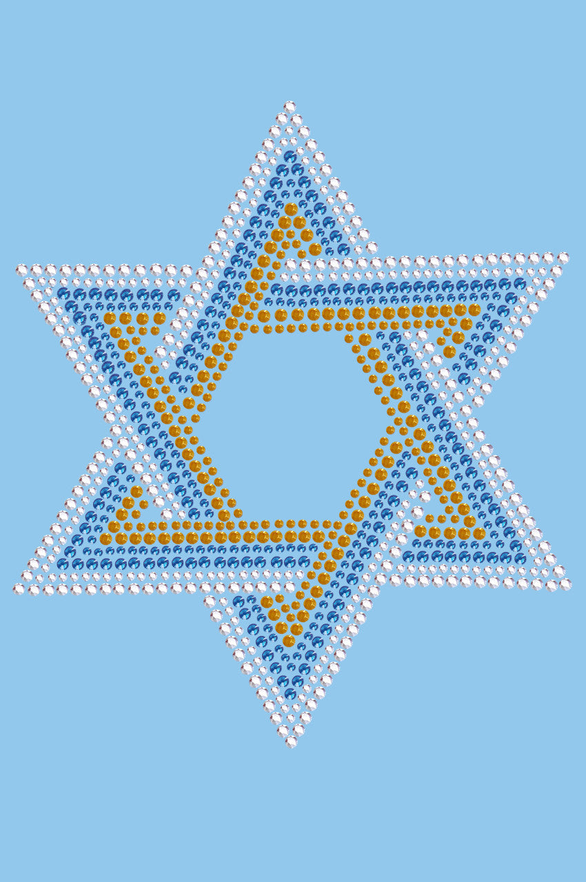 Star of David - Large (Blue, Silver, & Gold) - Womens T-shirt