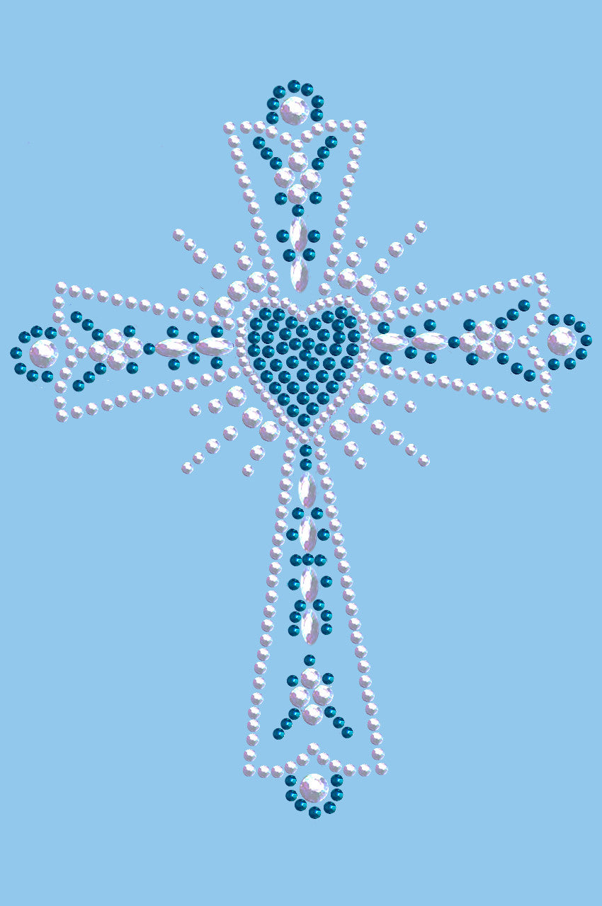 Cross (Silver & Blue) - Womens T-shirt