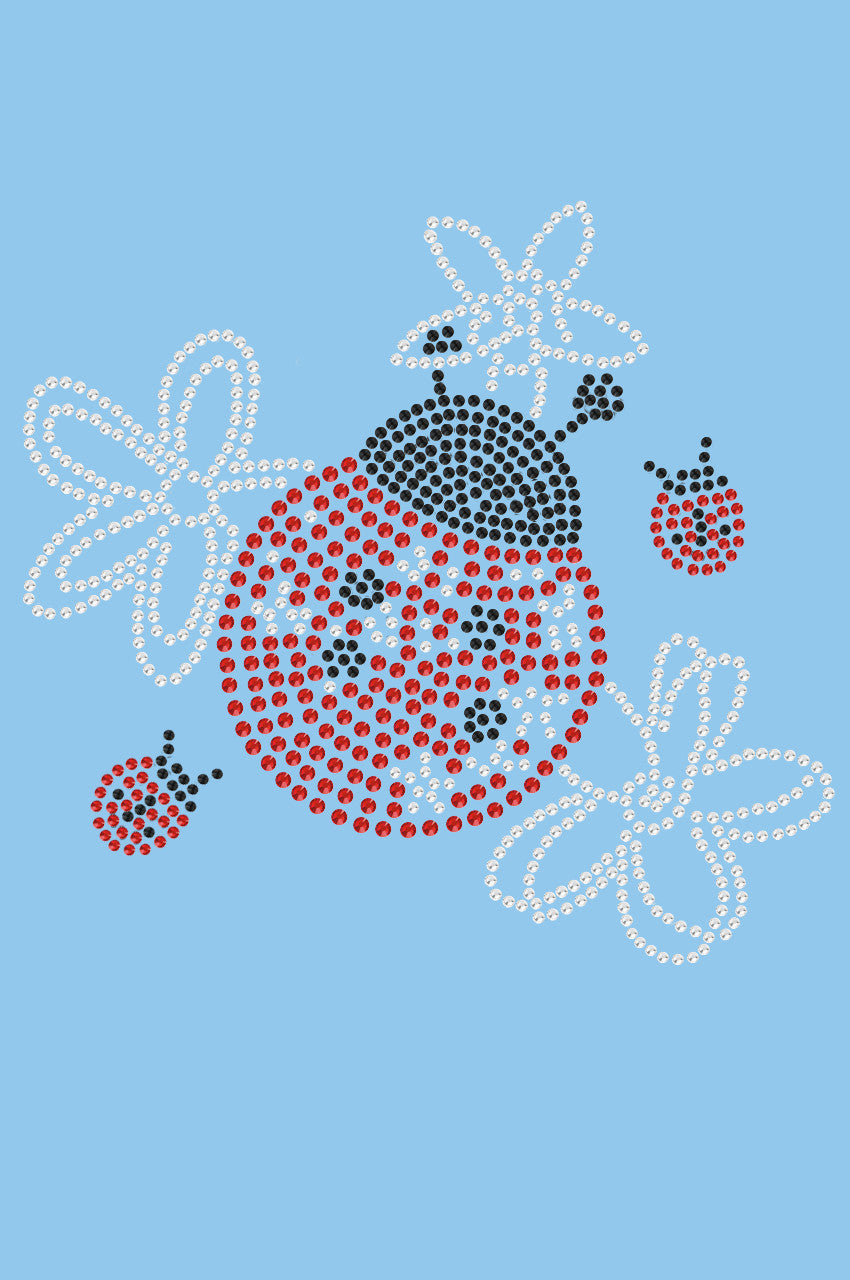 Large Lady Bug with Flowers - Womens T-shirt