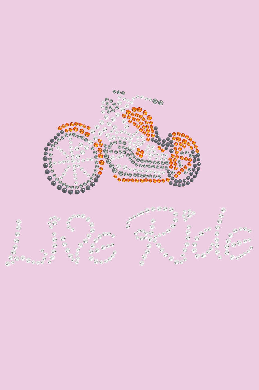 Live - Ride - Orange Motorcycle - Womens T-shirt