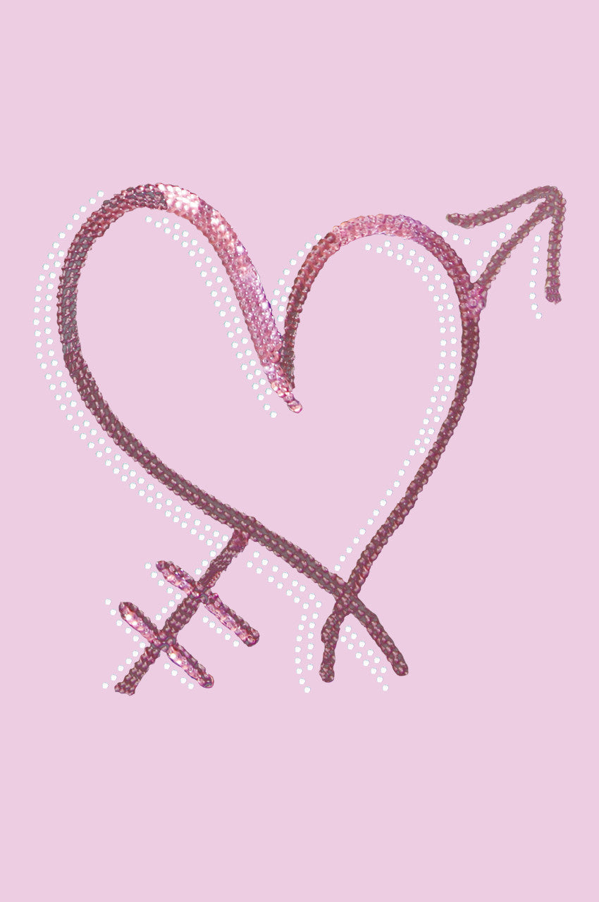 Pink Sequin Heart with Arrow Bandanna