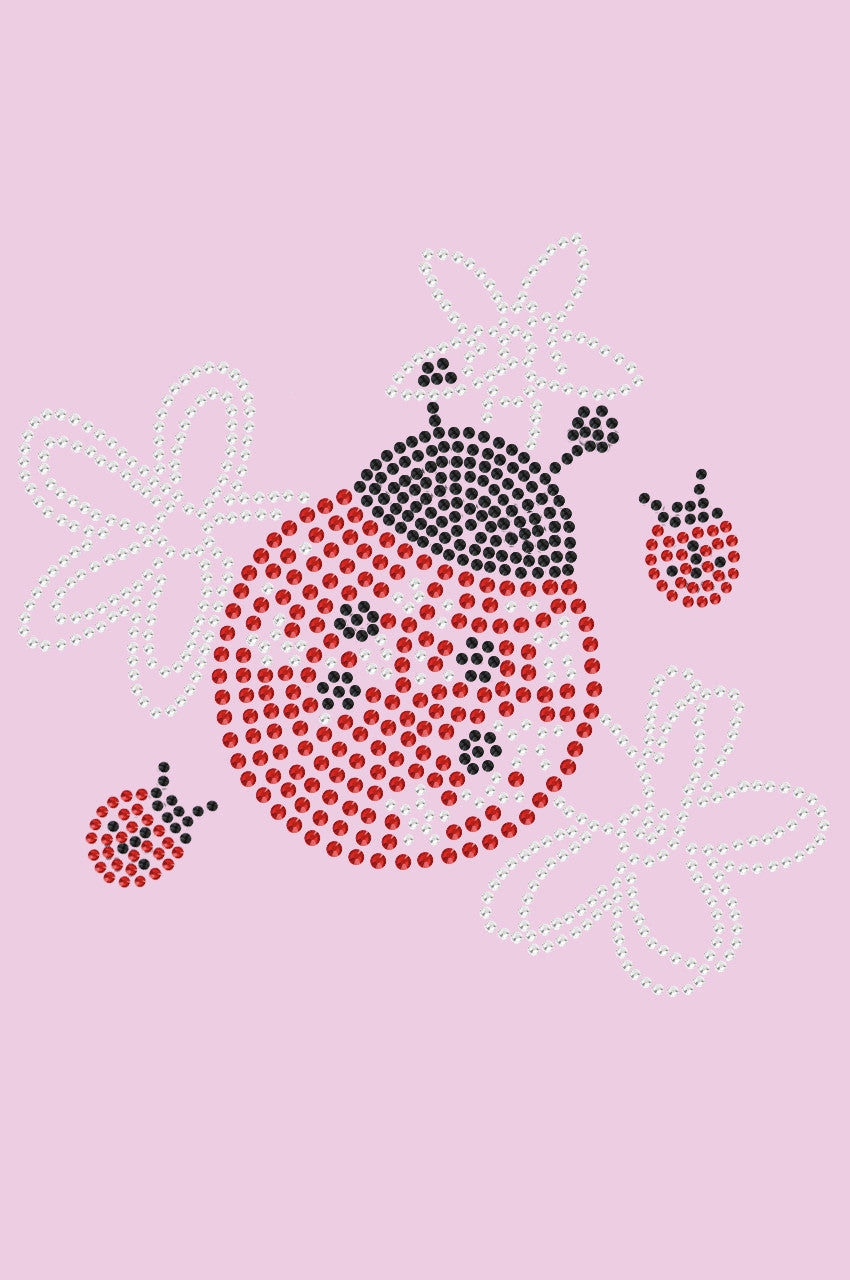 Large Lady Bug with Flowers - Womens T-shirt