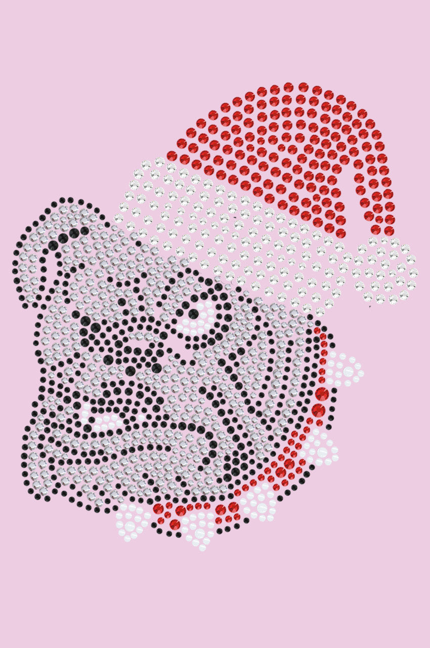 Bulldog Face (White) with Santa Hat - Bandana