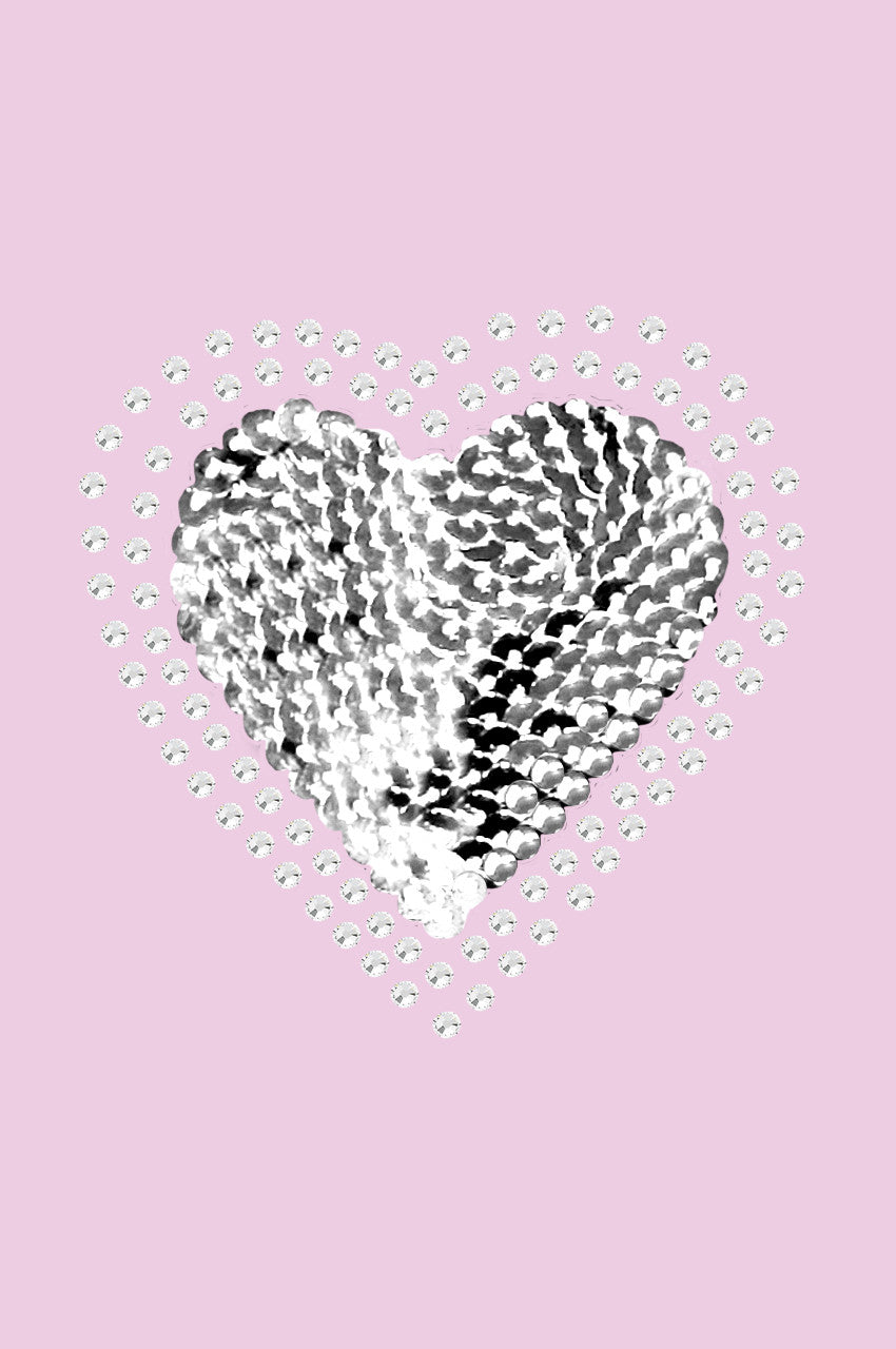 Sequin Silver Heart - Womens T-shirt