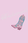 Bridesmaid with Pink/Turquoise Cowboy Boot- Womens T-shirt