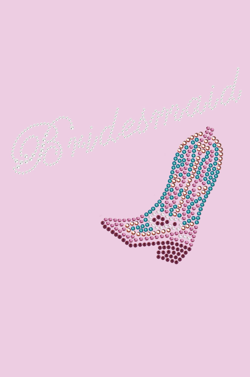 Bridesmaid with Pink/Turquoise Cowboy Boot- Womens T-shirt