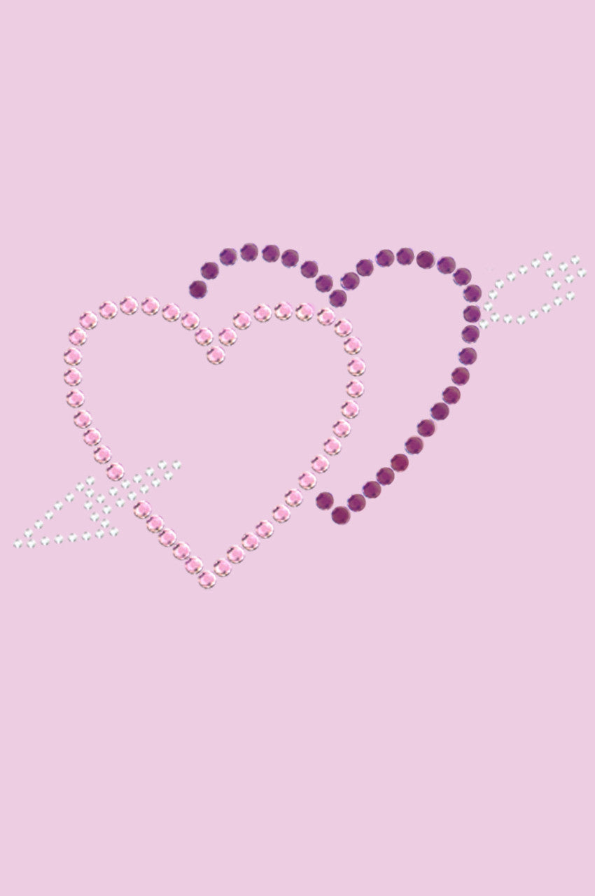 Pink & Purple Hearts with Arrow - Womens T-shirt