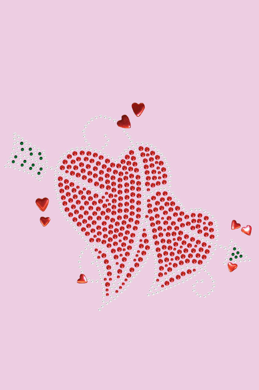 Red Rhinestone Hearts with Arrow - Womens T-shirt
