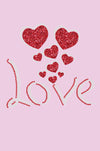 Love with Red Glitter Hearts - Womens Tee