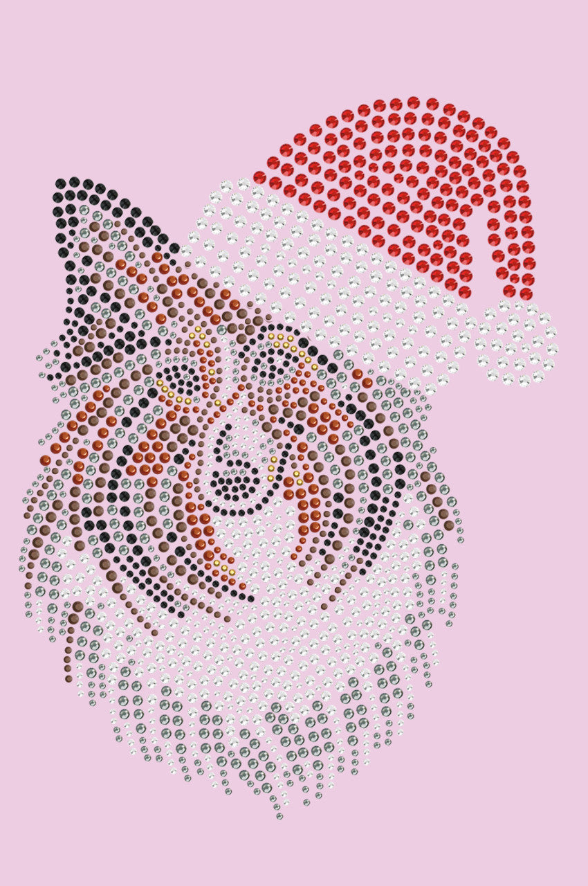 Sheltie Face with Santa Hat - Womens T-shirt