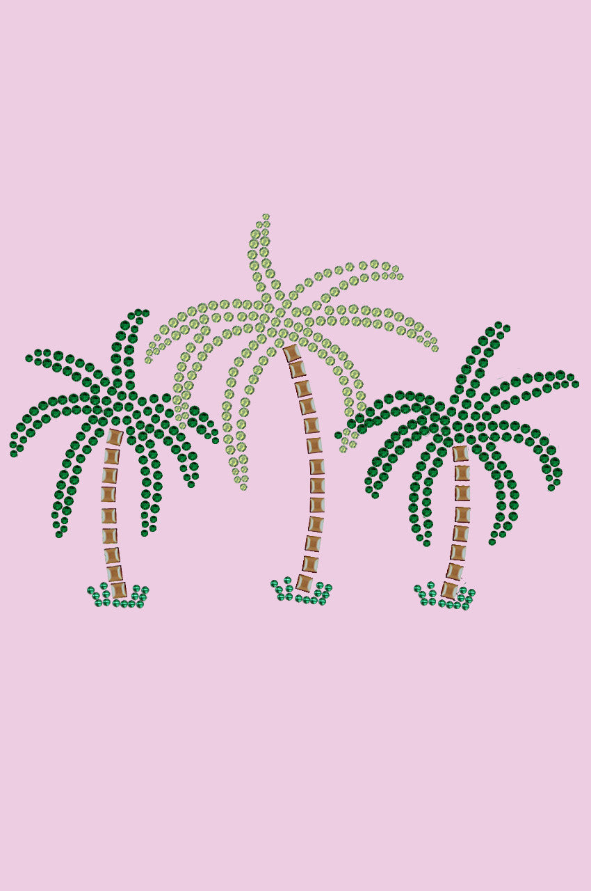Palm Trees (Green Rhinestones) - Womens T-shirt