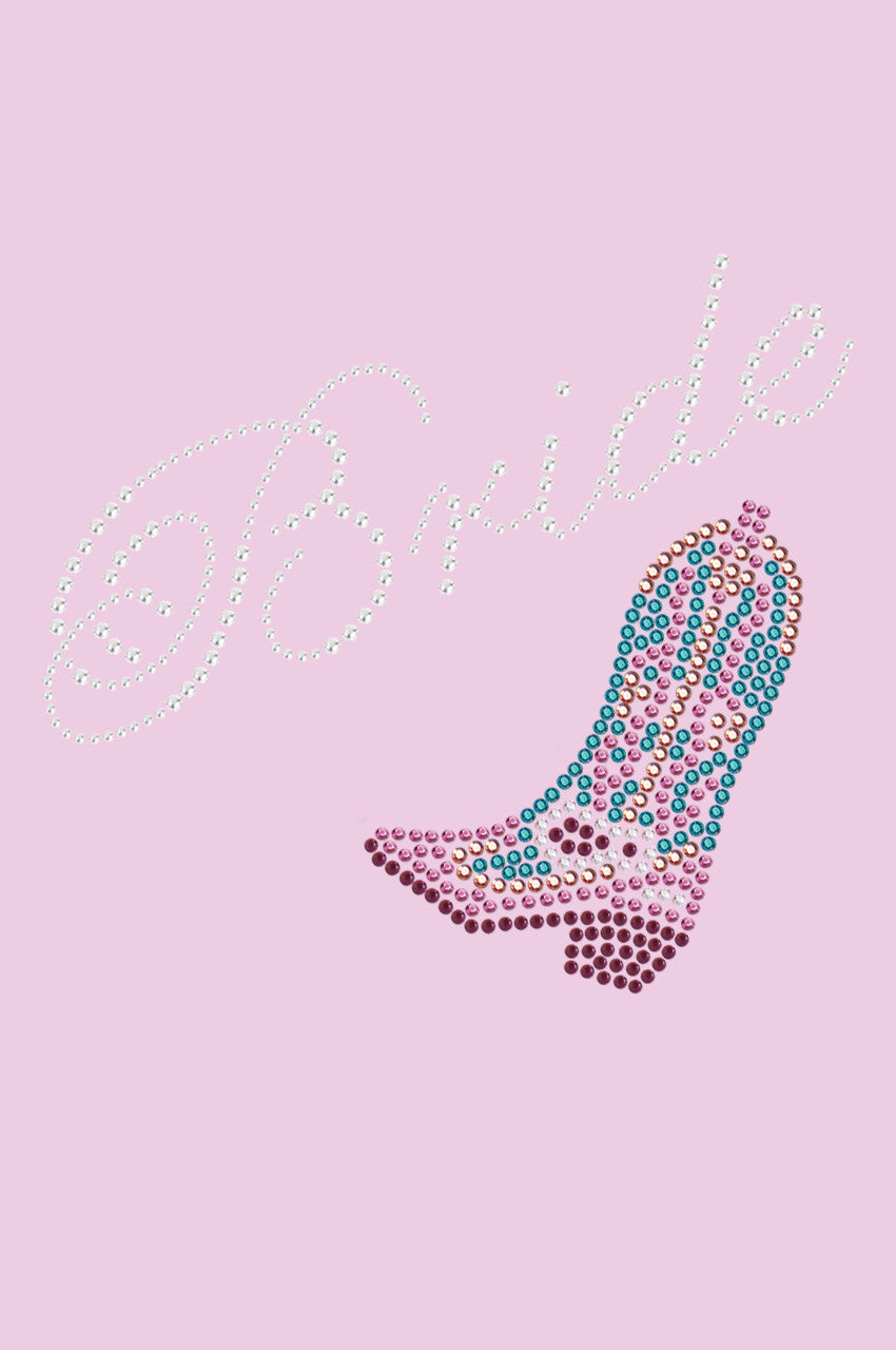 Bride with Pink/Turquoise Cowboy Boot- Womens T-shirt