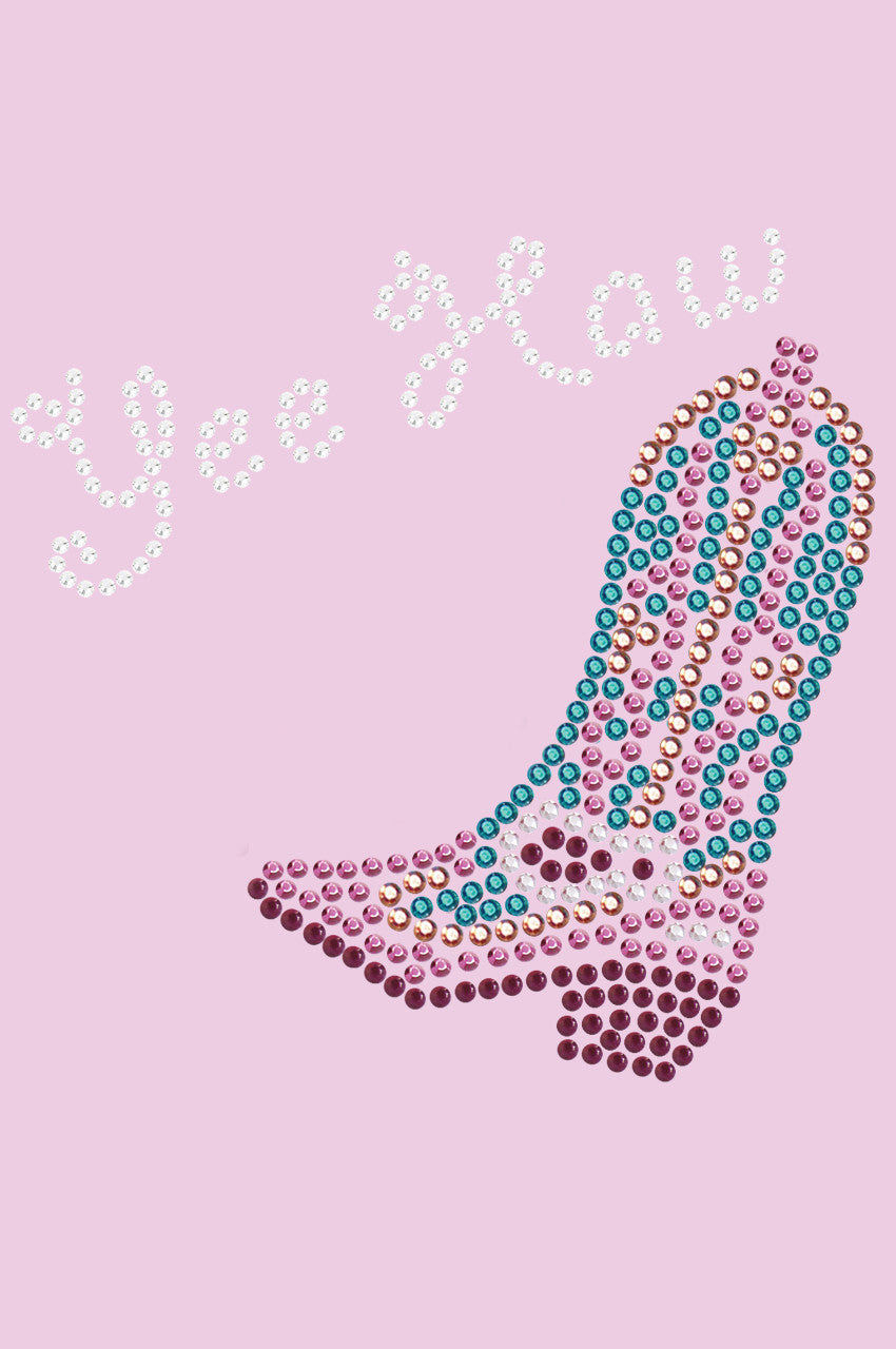 Boot (Pink & Turquoise) with Yee Haw - Womens T-shirt