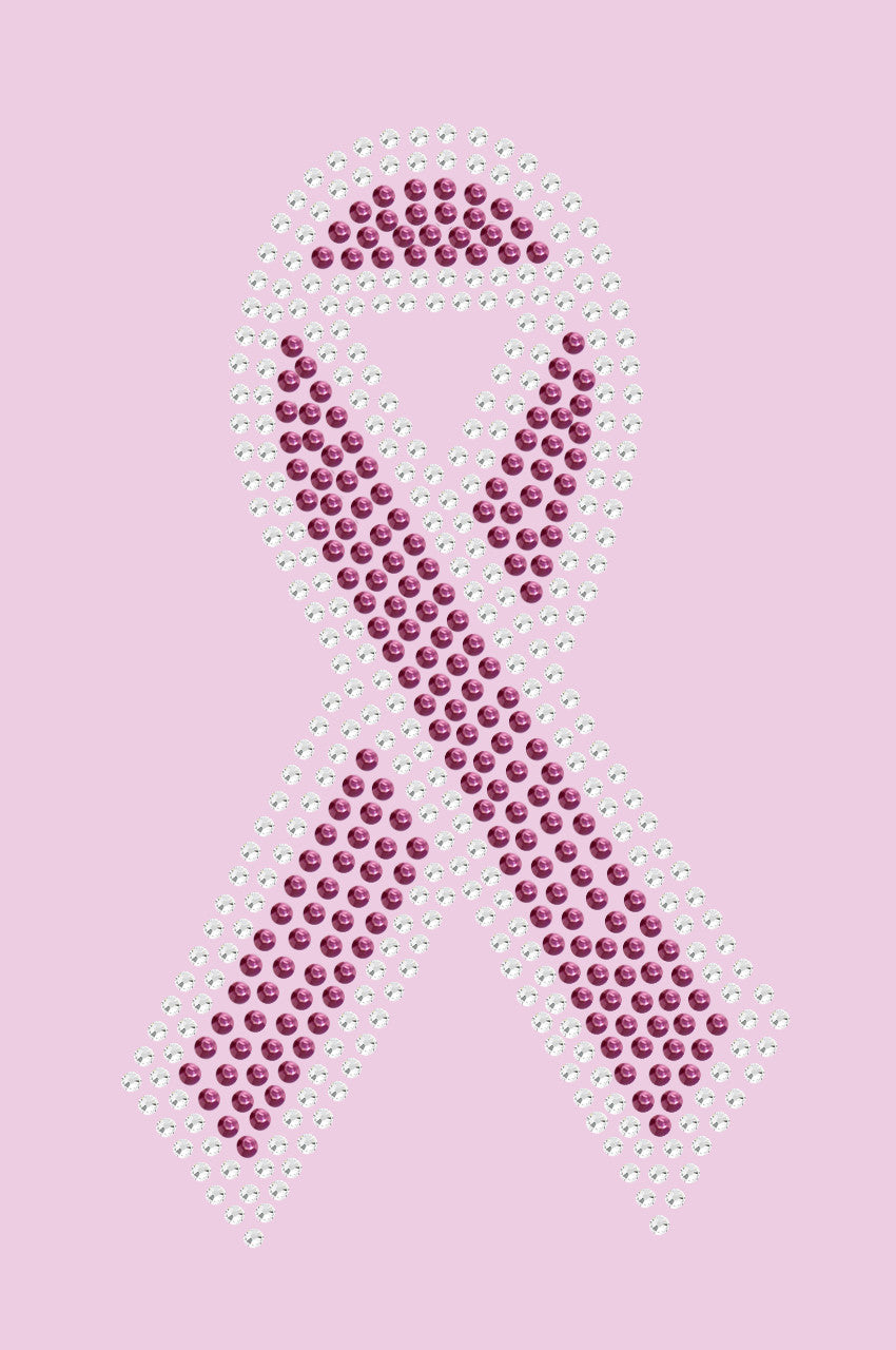 Ribbon (Pink with Clear Rhinestones) - Women's T-shirt