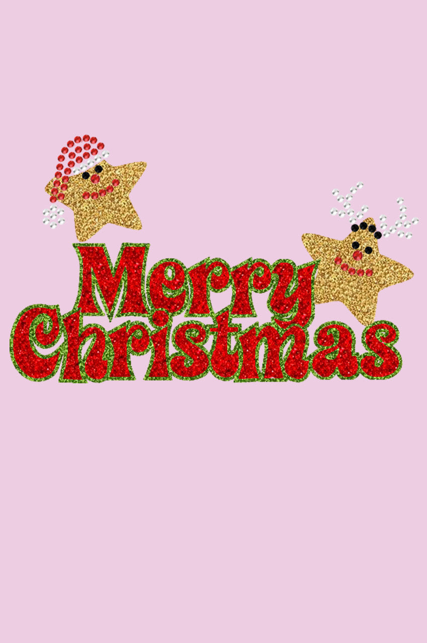 Merry Christmas Glitter Stars - Womens T-shirt