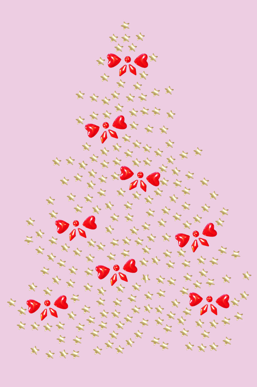 Gold Christmas Tree with Red Bows - Womens T-shirt