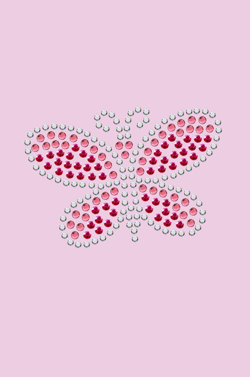 Pink Austrian crystal Rhinestone & Rhinestud Butterfly - Womens T-shirt