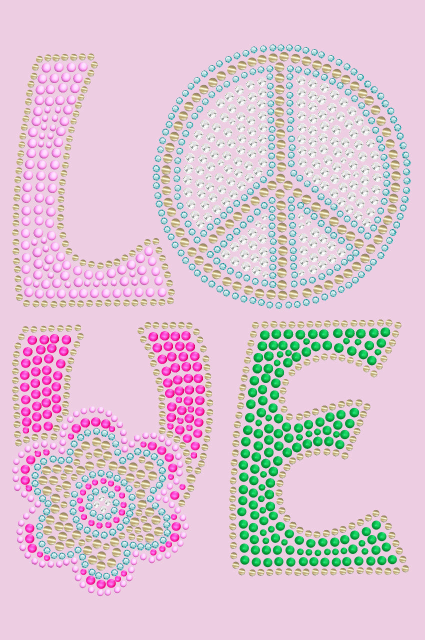 Love with Peace Sign & Flower - Womens T-shirt