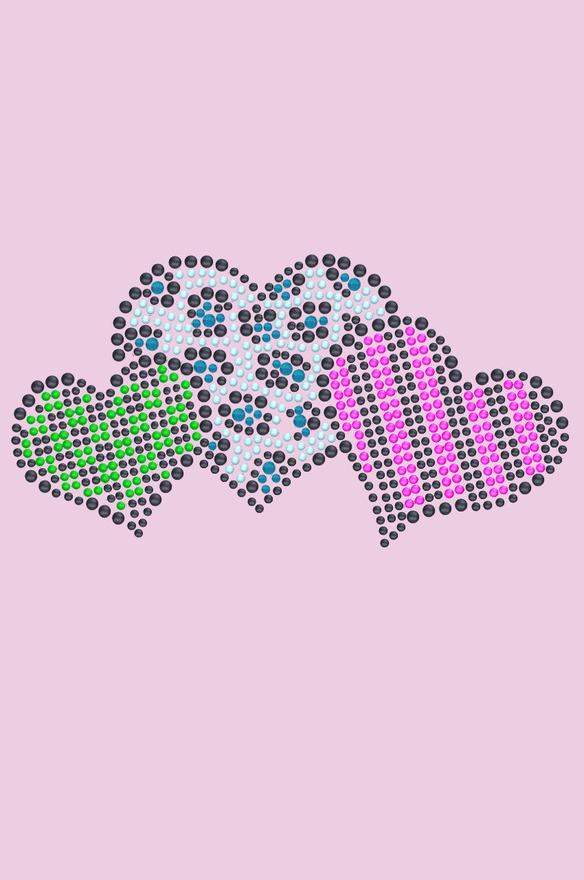 Leopard, Checks, & Stripes Multicolor Hearts - Womens T-shirt