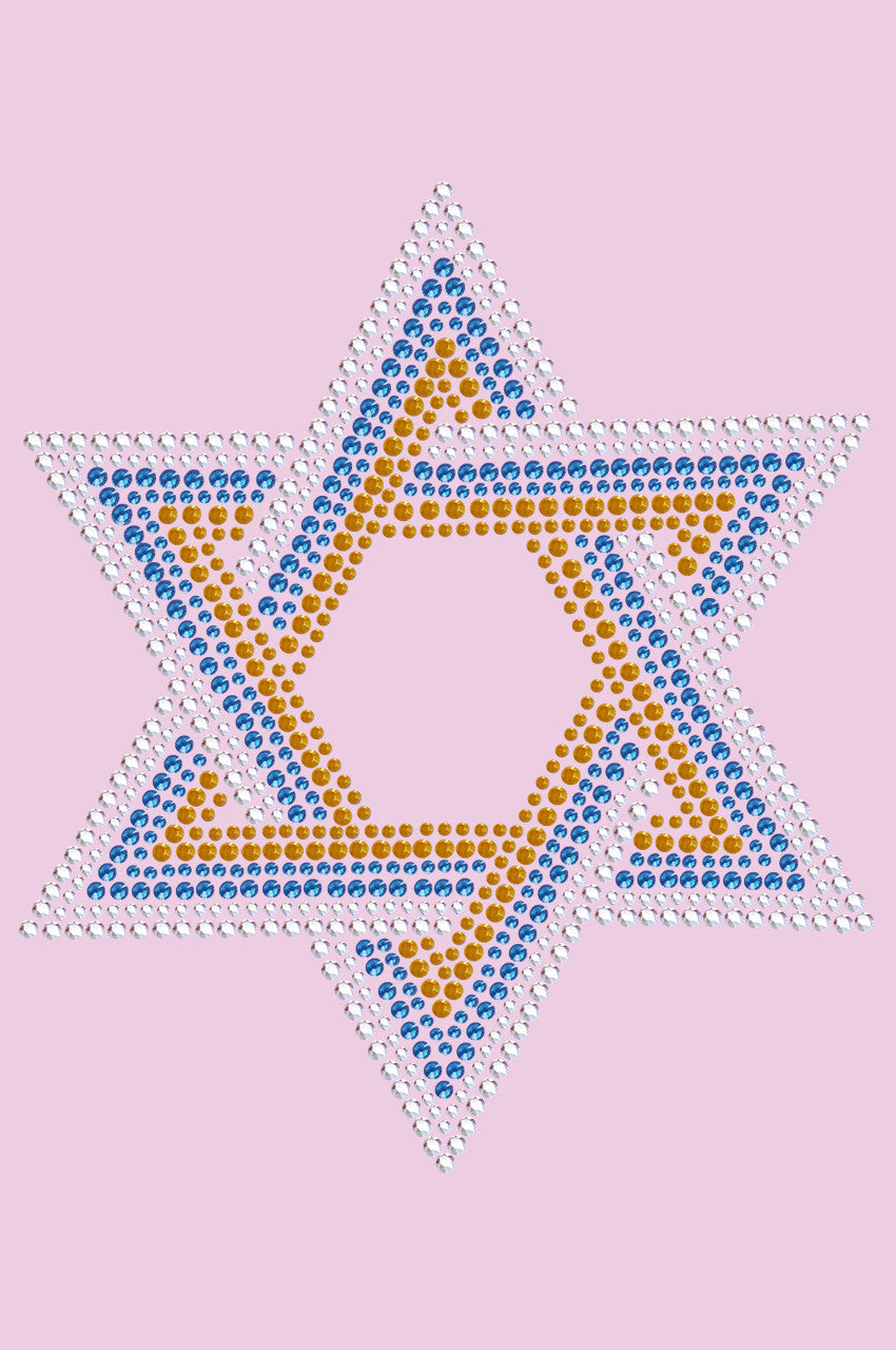 Star of David - Large (Blue, Silver, & Gold) - Womens T-shirt