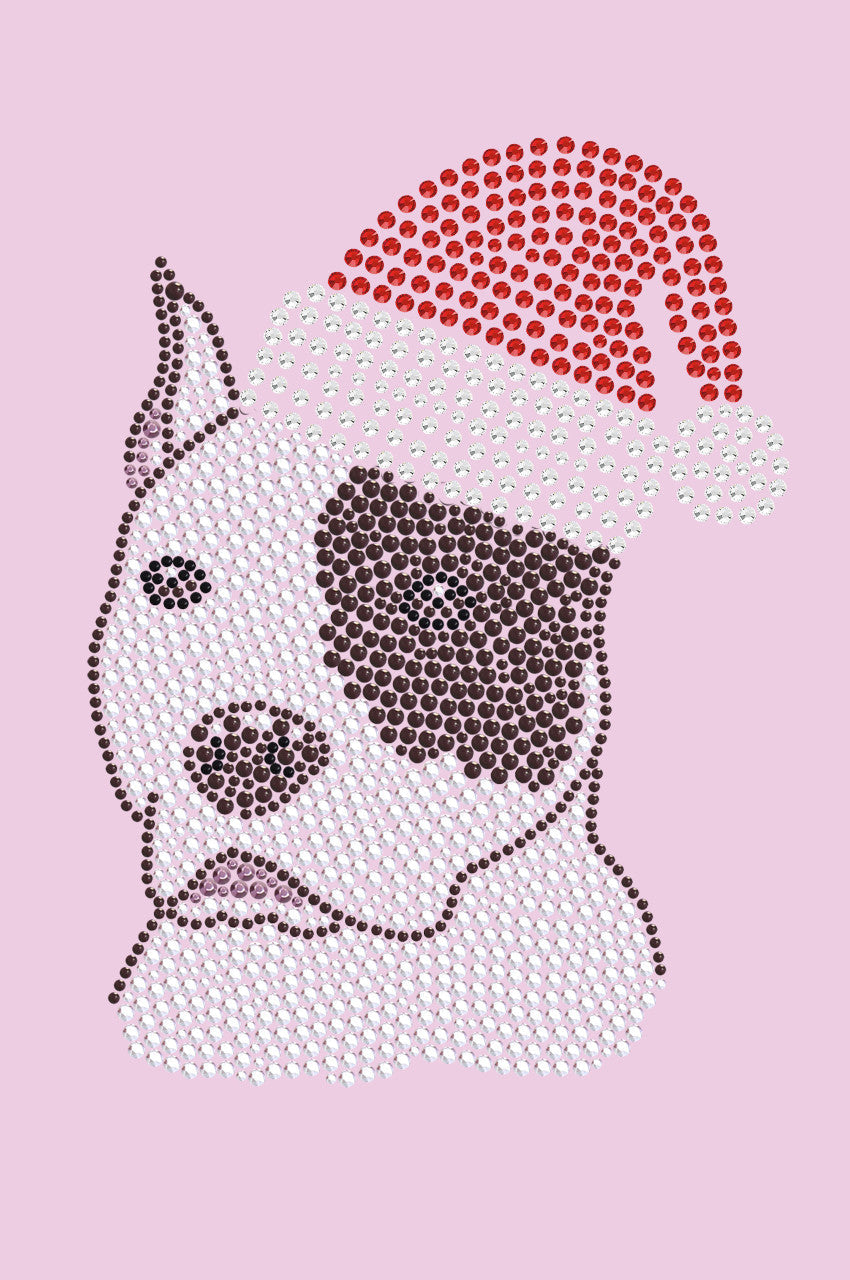Pit Bull with Santa Hat - Womens T-shirt