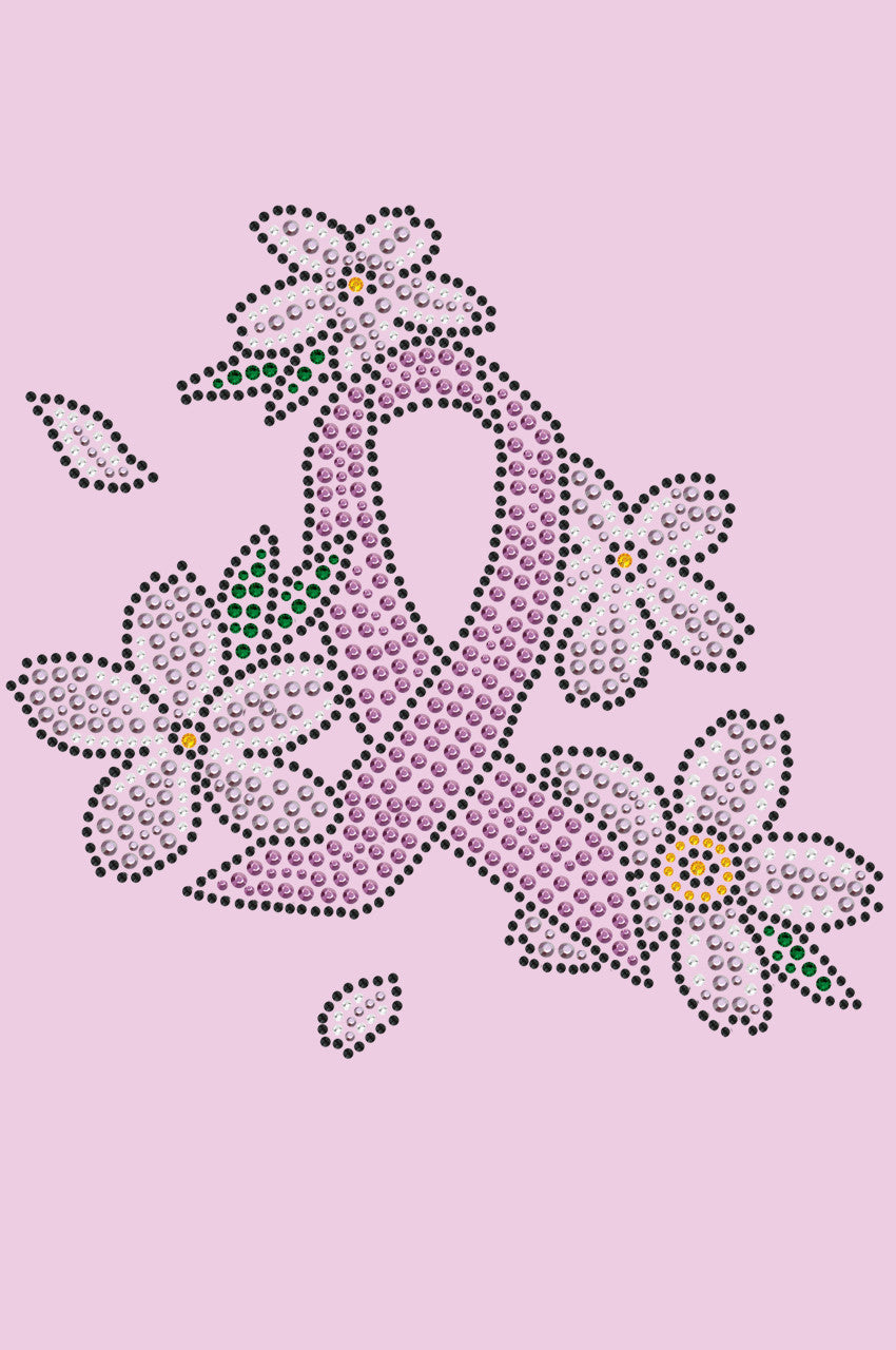 Pink Ribbon with Flowers - Bandanna