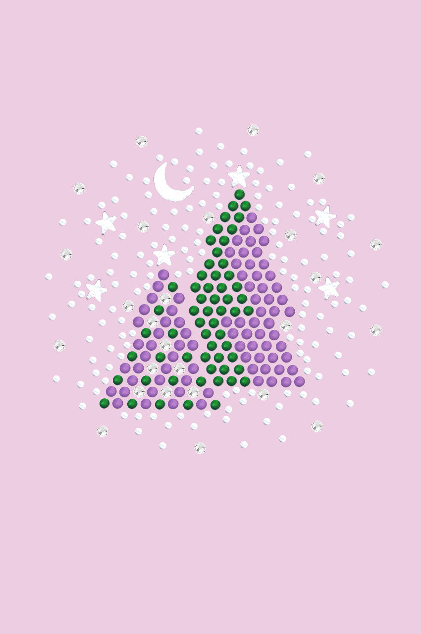 Purple & Green Christmas Trees with Austrian crystal Snowflakes - Womens T-shirt