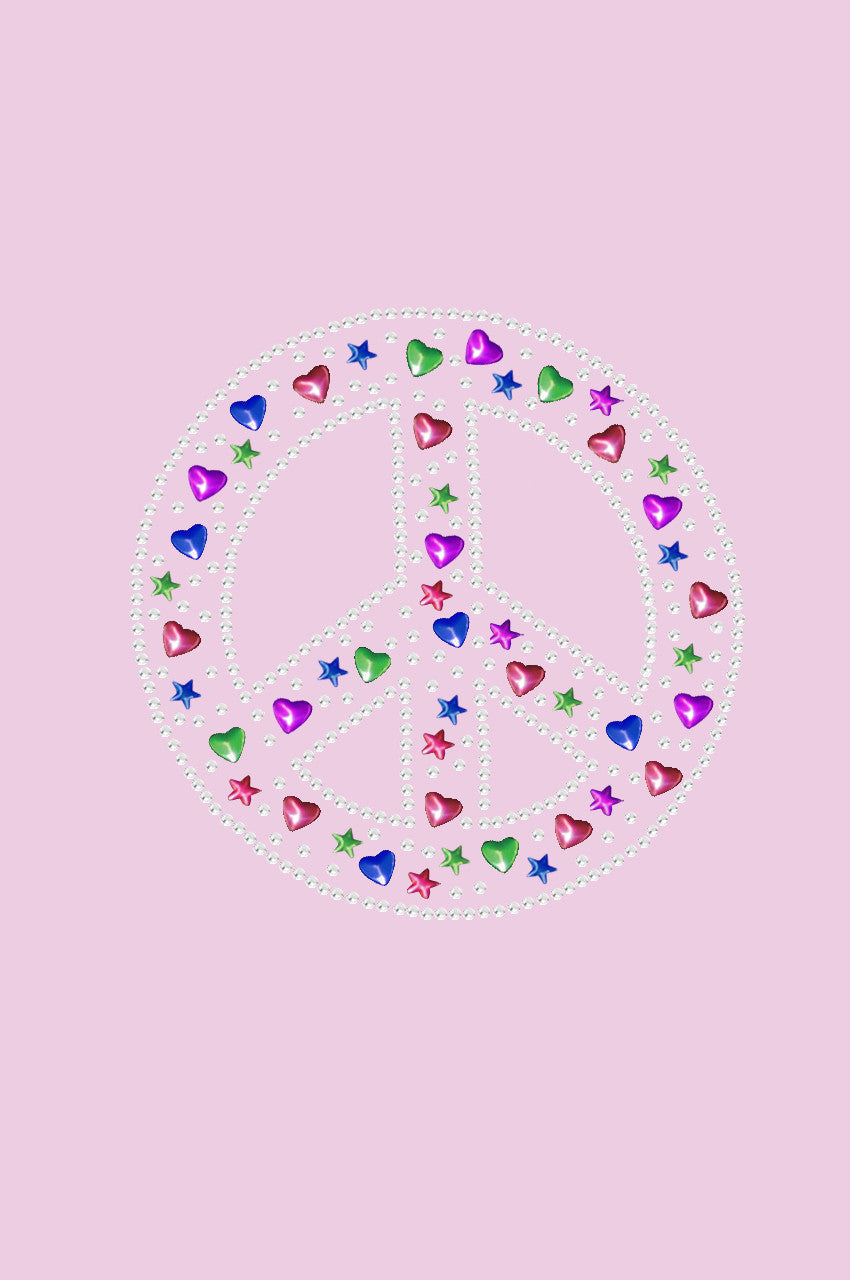Peace Sign with Stars & Hearts - Womens T-shirt