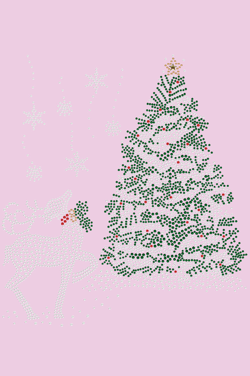 Christmas Tree with Reindeer - Womens Tee