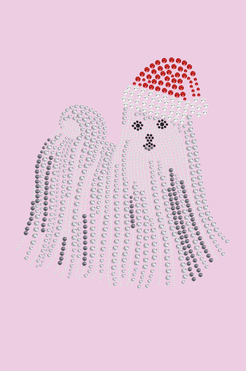 Maltese with Santa Hat - Womens T-shirt