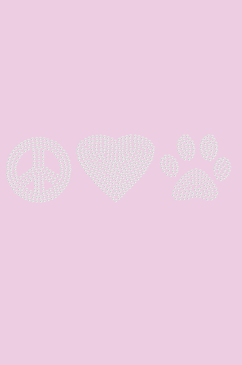 Peace, Love Paw (Rhinestone) - Womens T-shirt