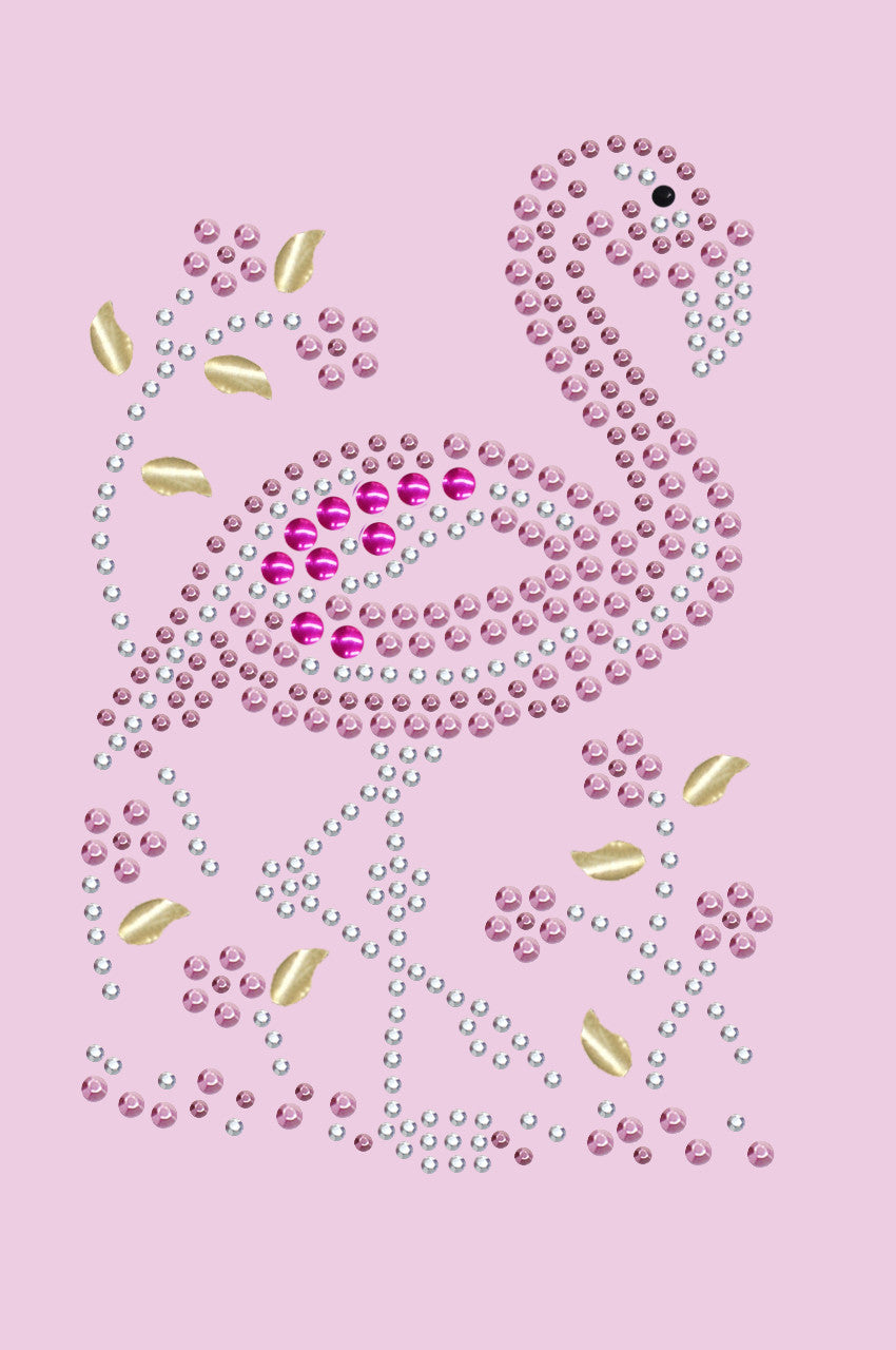 Pink Flamingo with Nailhead Flowers - Womens T-shirt