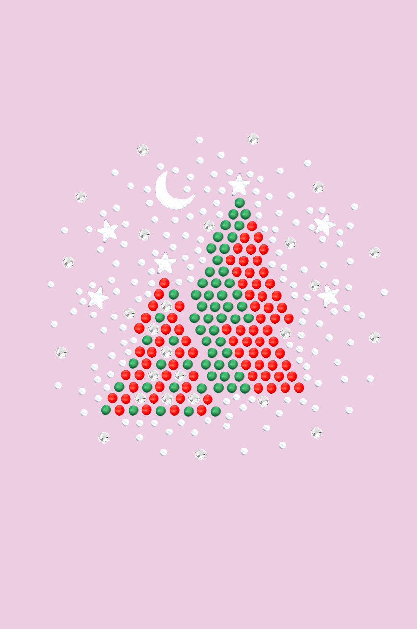 Red & Green Christmas Trees with Austrian crystal Snowflakes - Womens T-shirt
