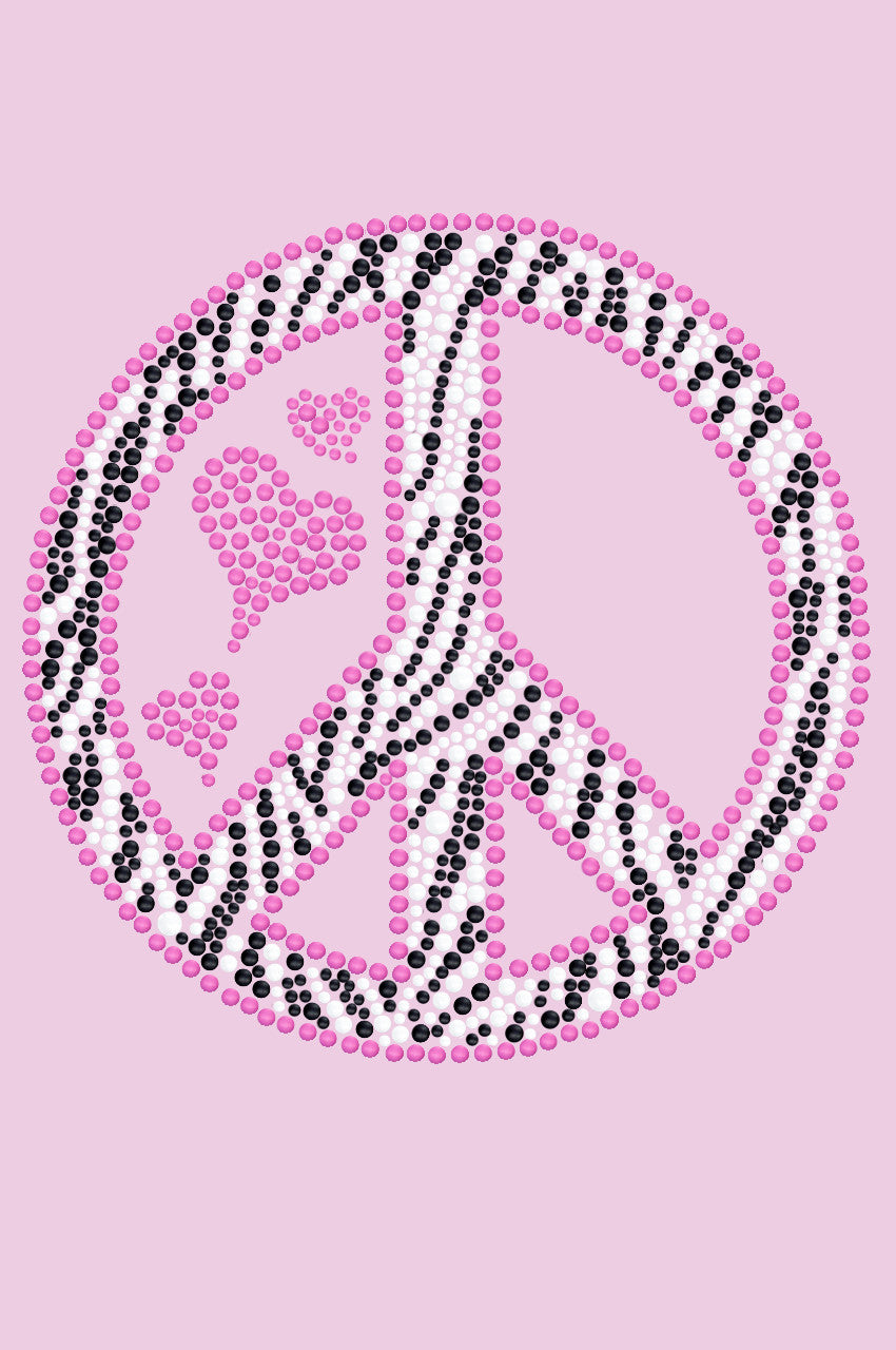 Peace Sign (Pink & Zebra Print) - Womens T-shirt