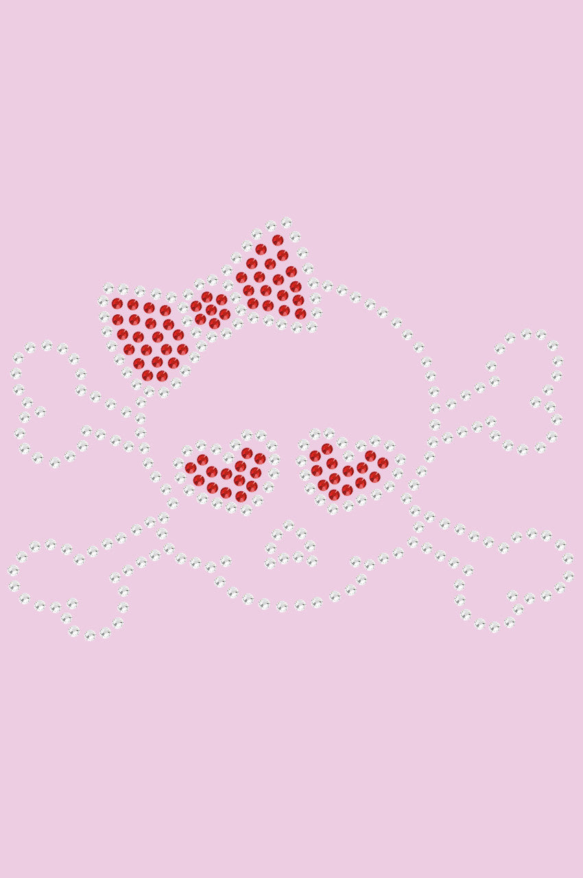 Skull with Red Bow - Womens T-shirt