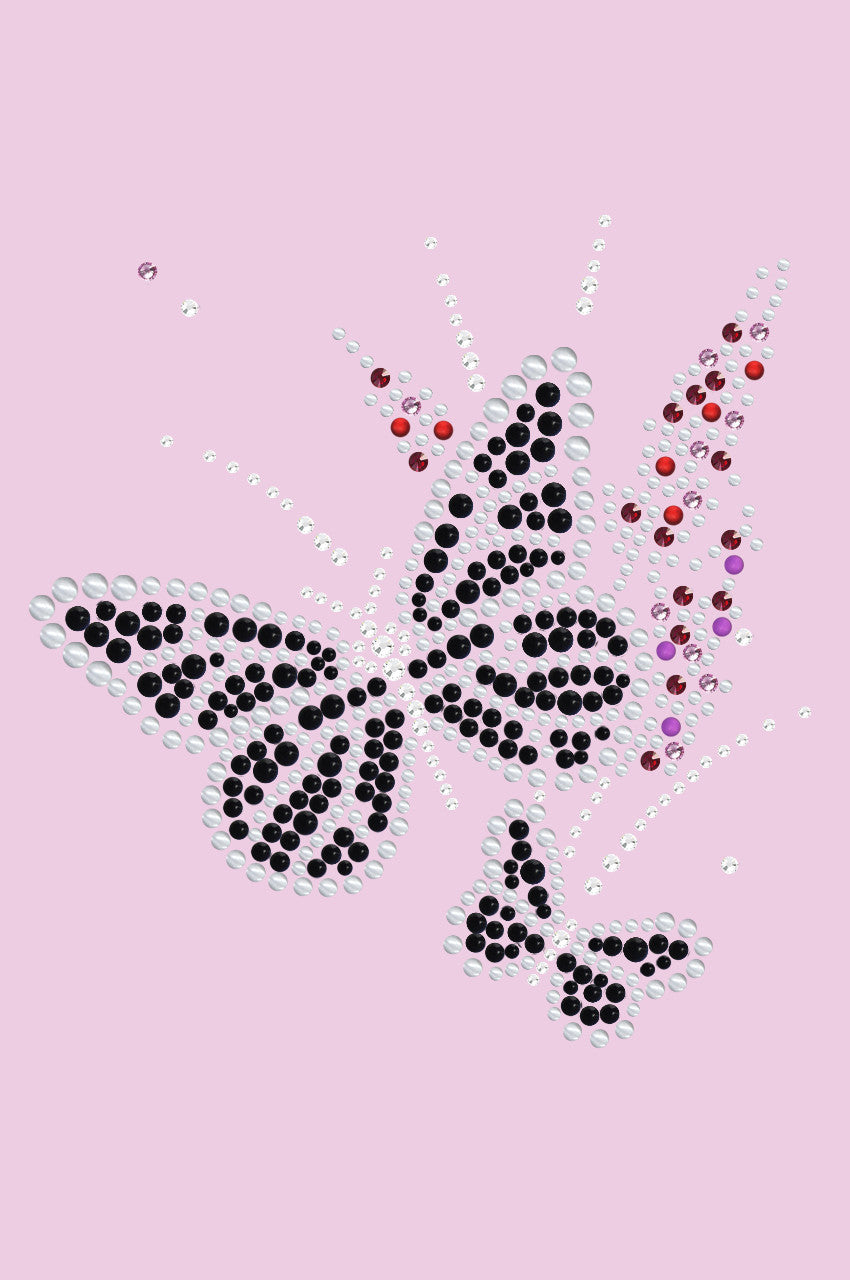 Black Butterfly with Flowers - Women's T-shirt