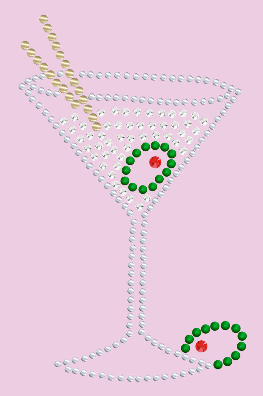 Martini (Silver Rhinestone)- Womens T-shirt