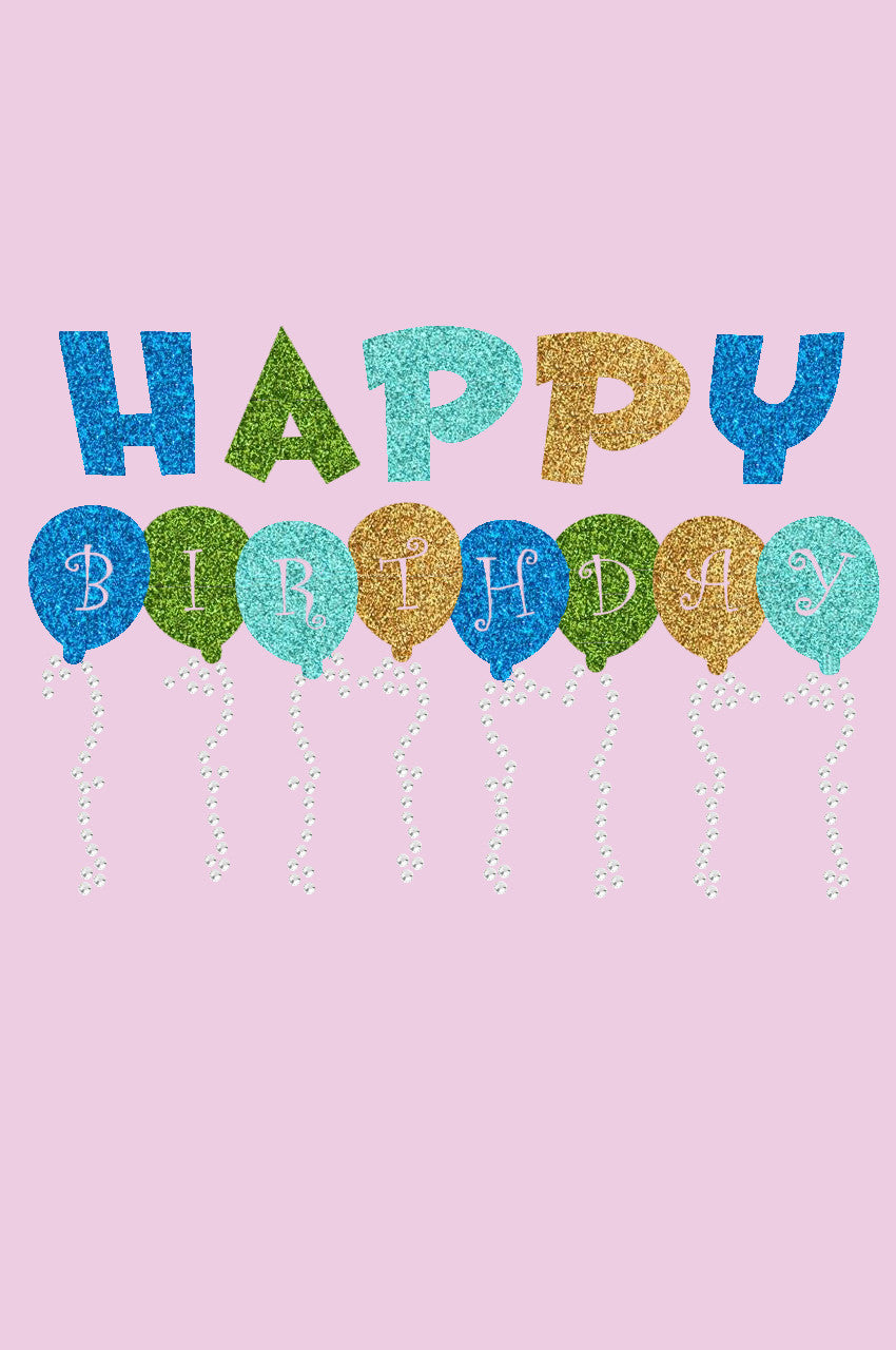 Happy Birthday Balloons (Blue) - Womens T-shirt