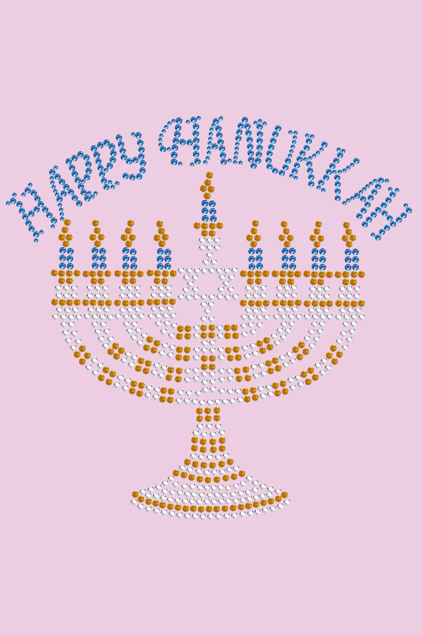 Menorah - Large (Blue, Silver, & Gold) - Womens T-shirt