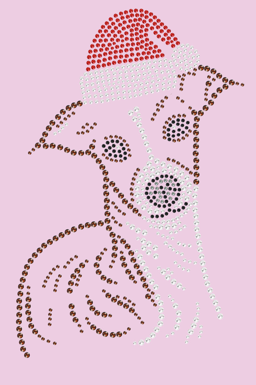Italian Greyhound Face with Santa Hat - Womens T-shirt
