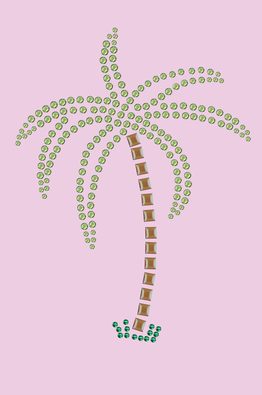 Palm Tree (Green Rhinestones) - Womens T-shirt