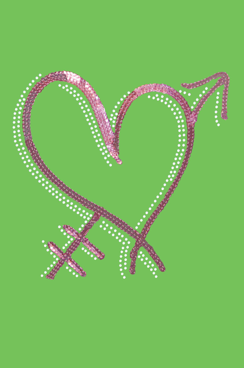 Pink Sequin Heart with Arrow Bandanna