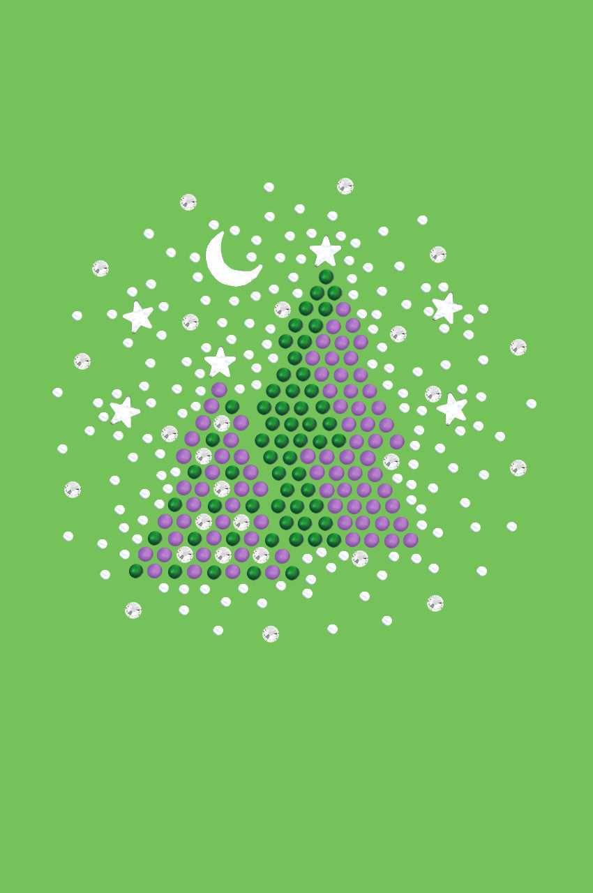Purple & Green Christmas Trees with Austrian crystal Snowflakes - Bandana