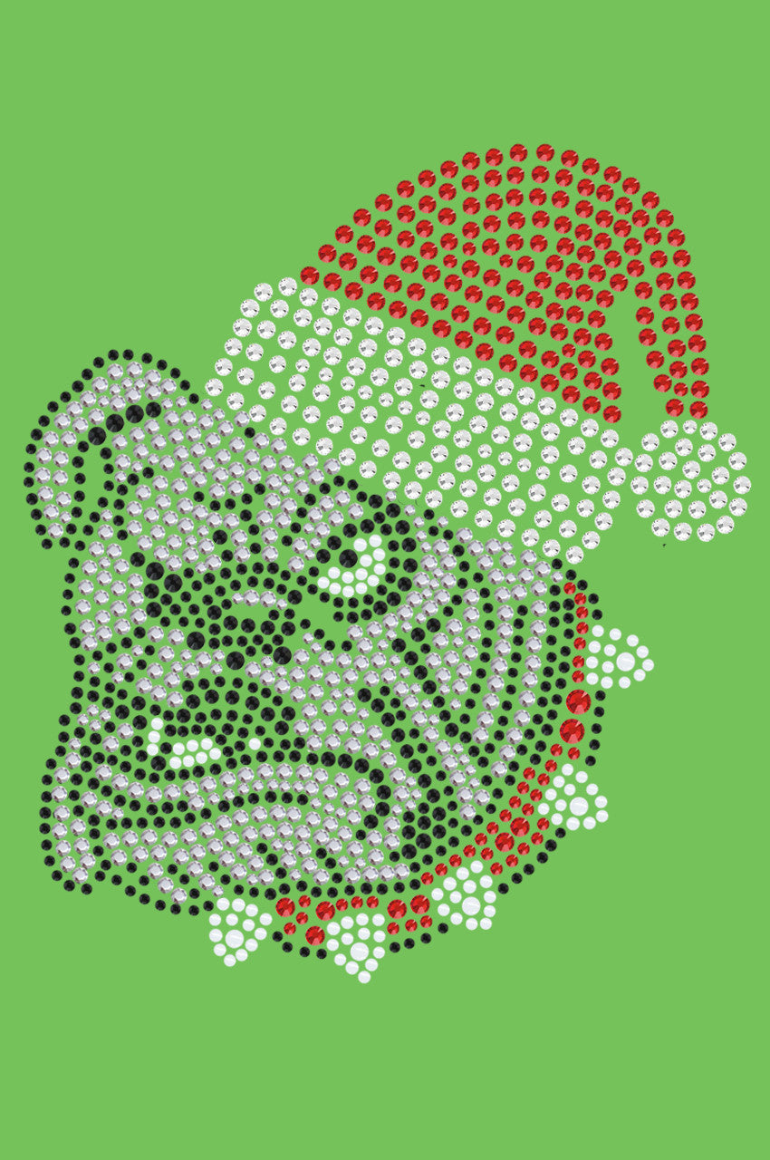 Bulldog Face (White) with Santa Hat - Bandana